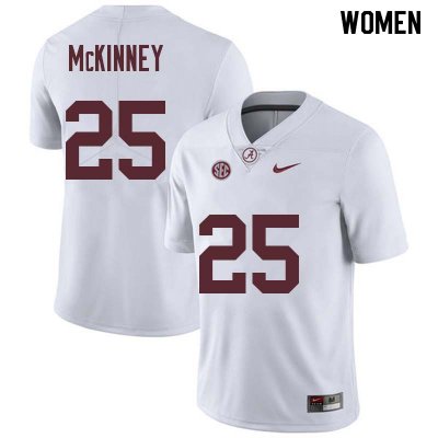 NCAA Women's Alabama Crimson Tide #25 Xavier McKinney Stitched College Nike Authentic White Football Jersey QS17G33XF